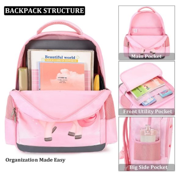 Accessories School Girls Backpack Lunch Box Set Unicorn Preschool
